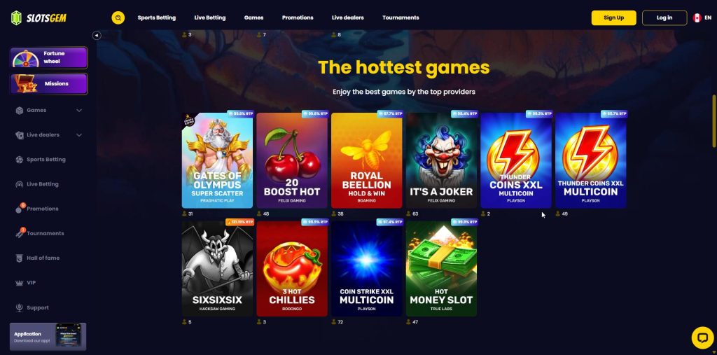 Each spin valued at CAD 0.38 in Slotsgem terms